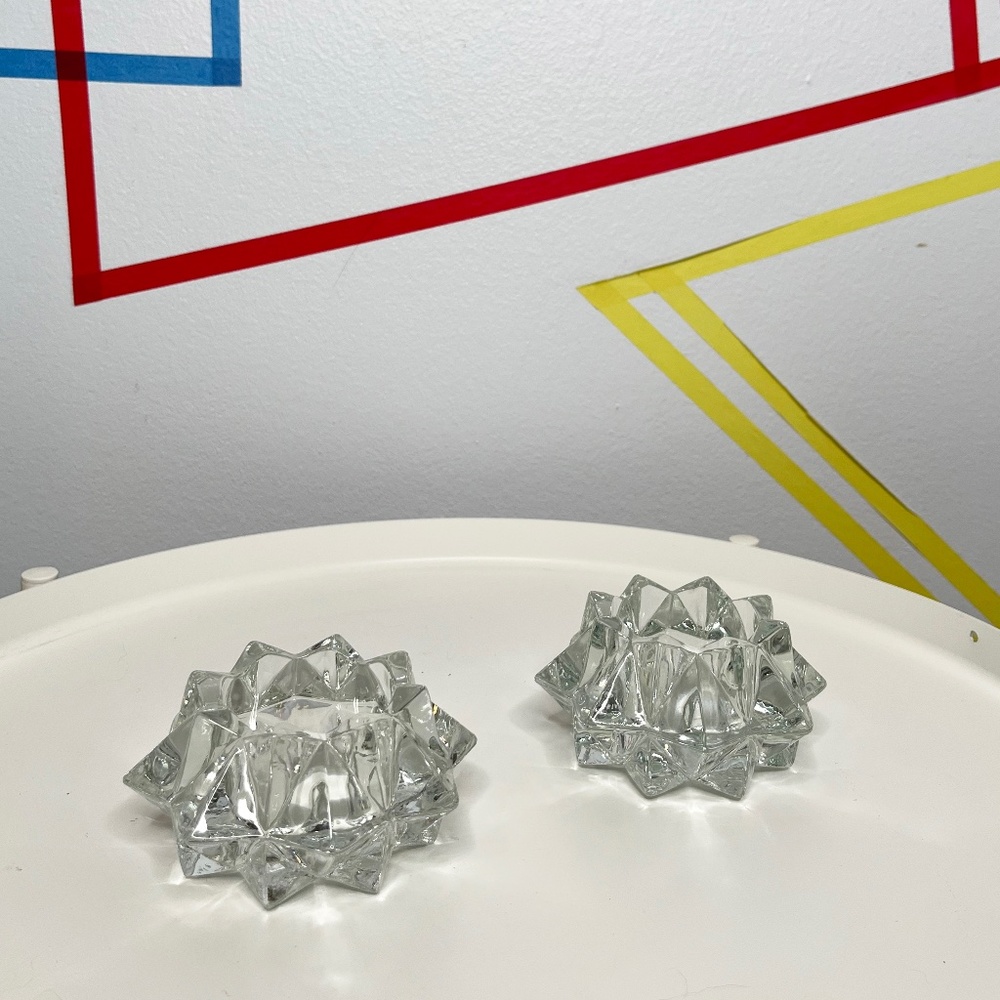 Star Glass Candle Holders - Set of 2
